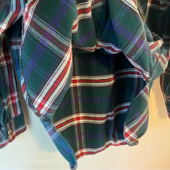 Vintage Woolrich USA Mens Flannel Shirt L Green White Red Blue Plaid Cotton L/S - Picture 7 of 10